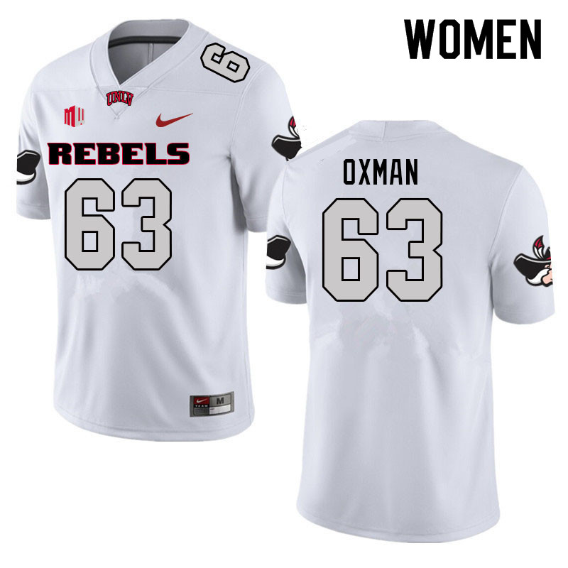 Women #63 Davod Oxman UNLV Rebels College Football Jerseys Sale-White - Click Image to Close